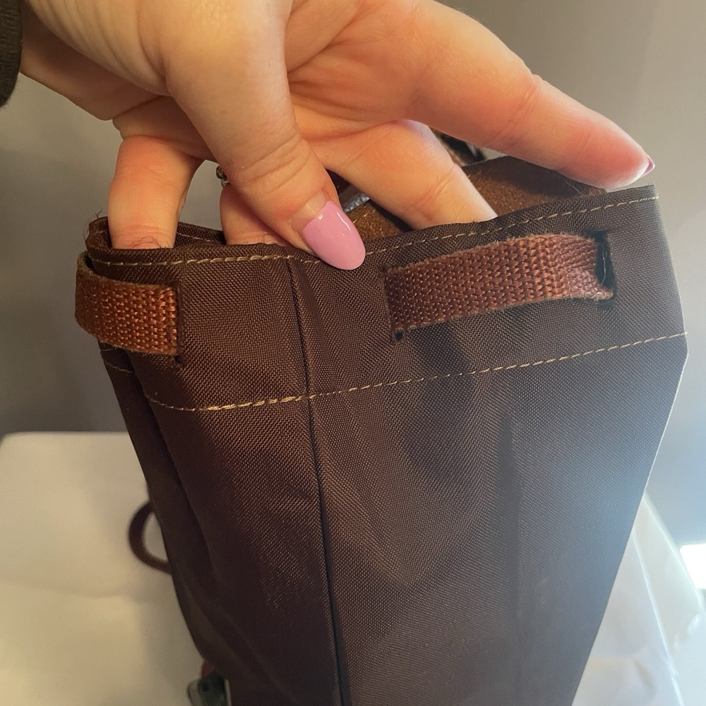 Longchamp Brown Nylon & Leather Backpack Tote - Picture 6 of 16